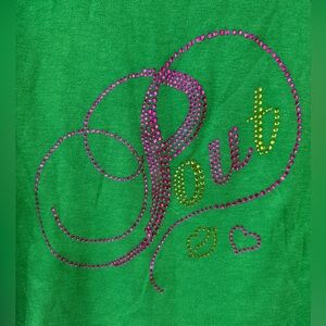 Victoria's Secret Pout Large Hooded Sweater Green Back Studding Detail Y2K